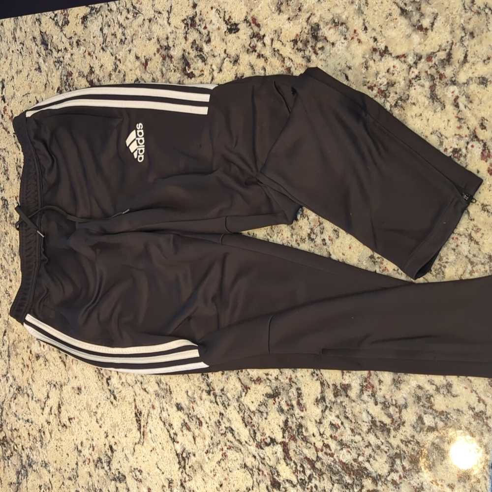 Adidas Woman's  joggers, black, size medium, zipper at bottom of leg, climcool